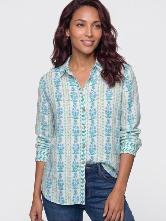 Sigrid Olsen Tops - Sigrid Olsen 100% Linen Floral Botanical Shirt